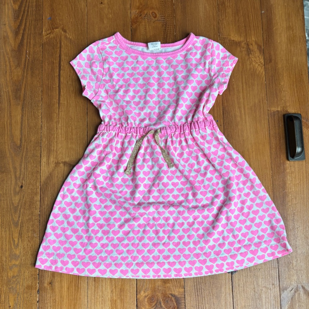 Crewcuts Girls 3 Pink White Hearts Allover Print Dress